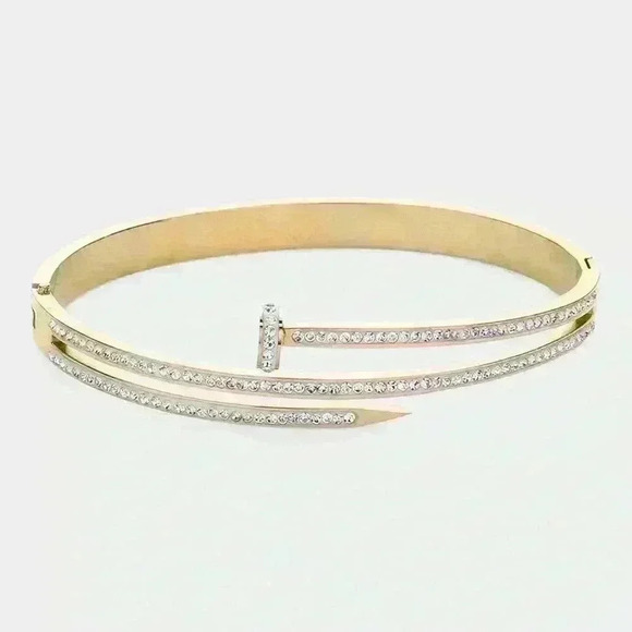 Stainless Steel Pave Hinged Bracelet - Picture 3 of 5